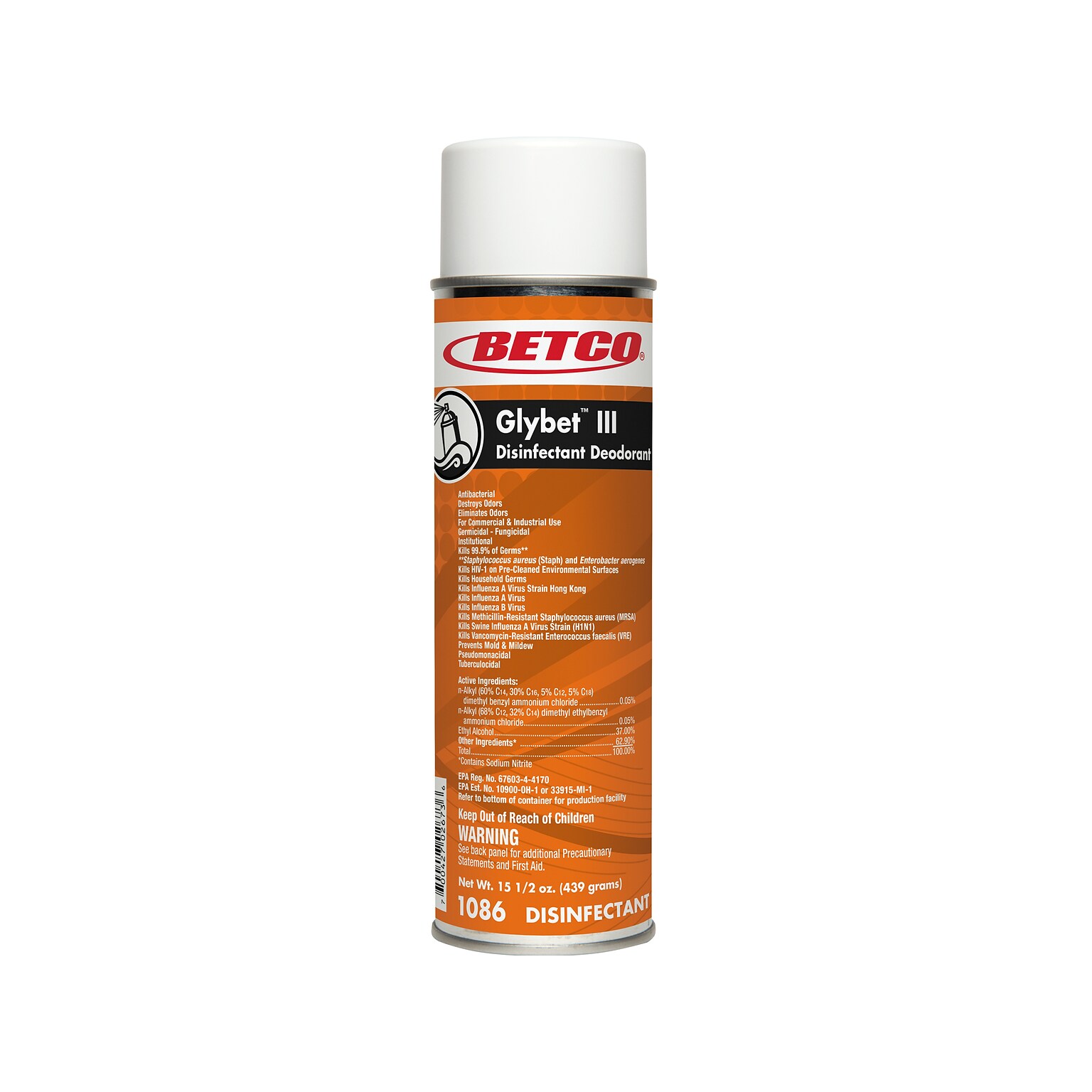 Betco Glybet III Disinfectant, Citrus Bouquet Scent, 15.5 Oz., 12/Carton (10862300)