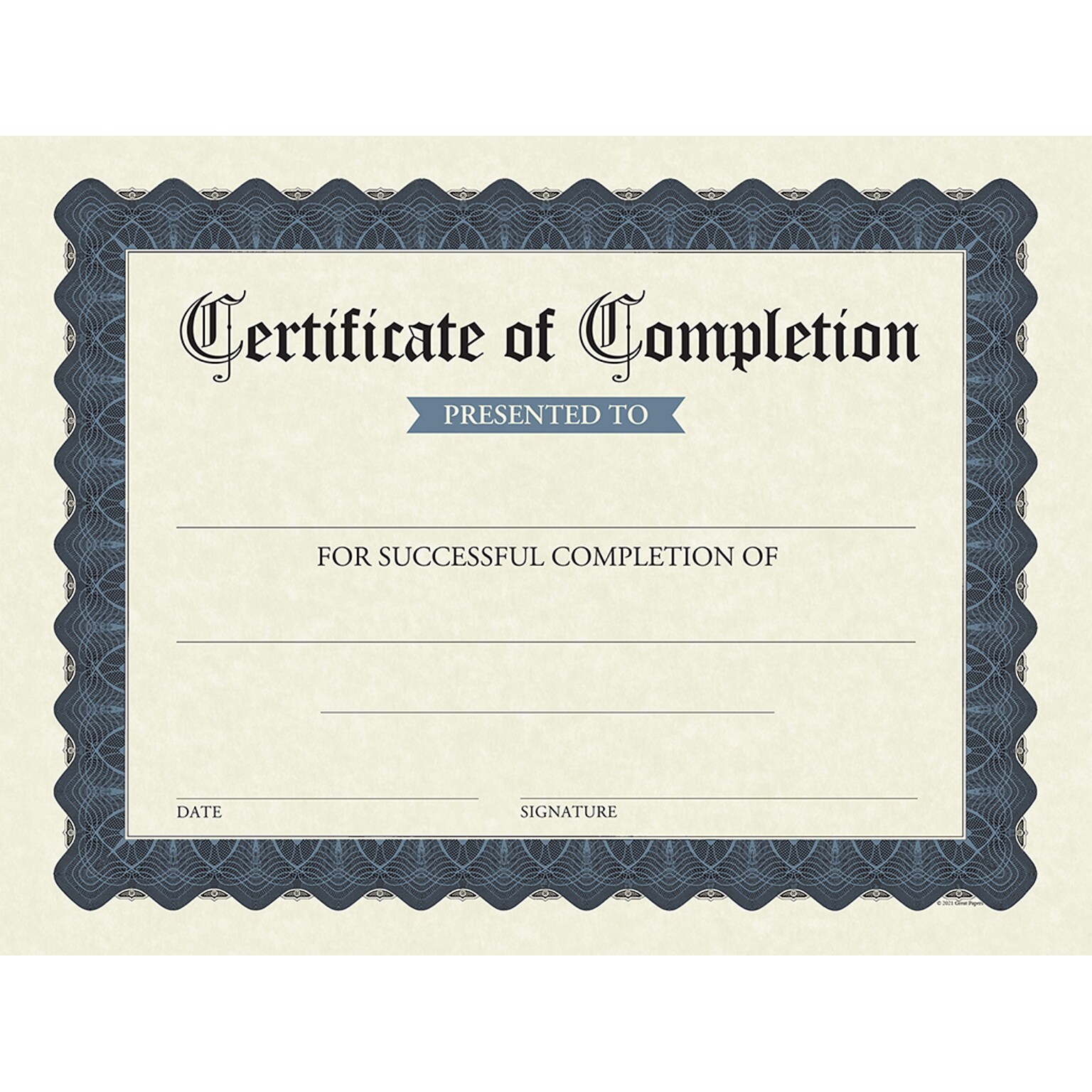 Great Papers Completion Certificates, 8.5 x 11, Stone Blue, 15/Pack (2020149)