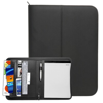 Natico Black Faux Leather Portfolio, Zipper  13.25H x 10W (60-PF-60)