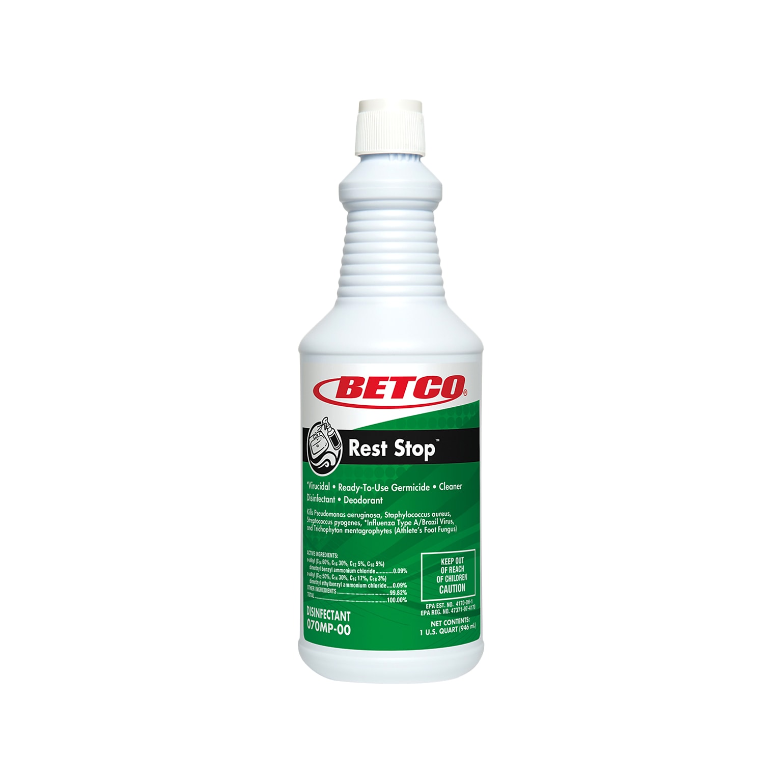 Betco Rest Stop Restroom Disinfectant, Floral Fresh Scent, 32 Oz., 12/Carton (701200CT)