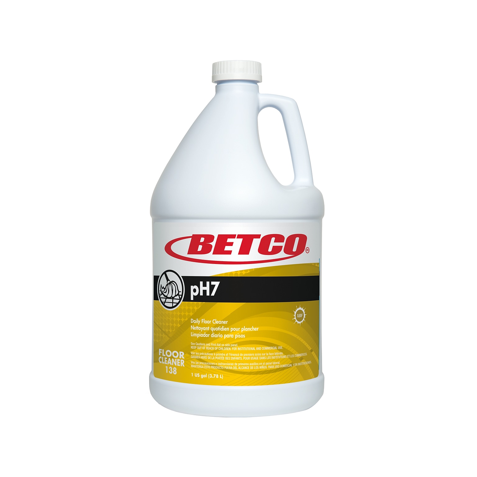 Betco pH7 Floor Cleaner, Lemon Scent, 1 Gal., 4/Carton (1380400CT)