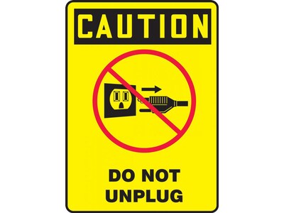 Accuform Machine Safety Wall Sign, 7 x 10, Yellow/Black/Red (MELC680VP)