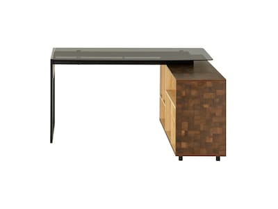 Techni Mobili 56 L-Shaped Desk, Oak (RTA-385DL-OAK)