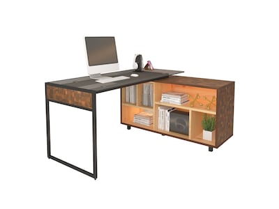 Techni Mobili 56" L-Shaped Desk, Oak (RTA-385DL-OAK)