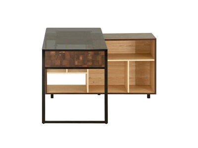 Techni Mobili 56" L-Shaped Desk, Oak (RTA-385DL-OAK)