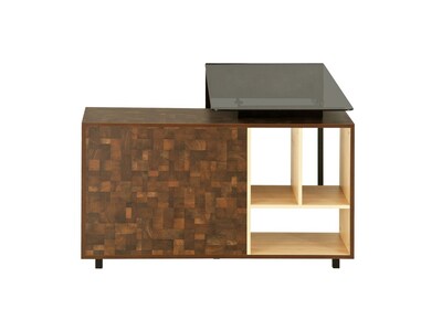 Techni Mobili 56" L-Shaped Desk, Oak (RTA-385DL-OAK)