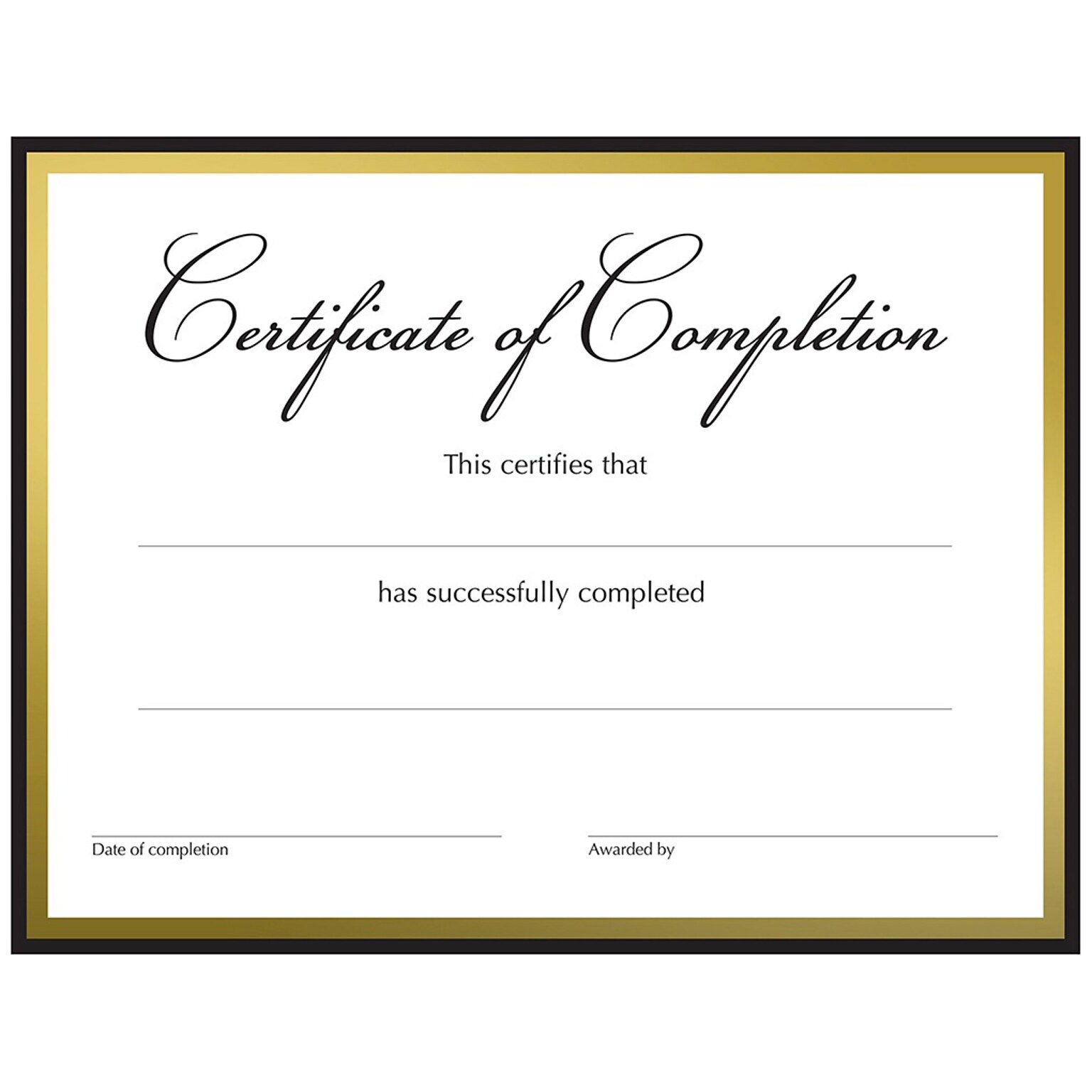 Great Papers Completion Certificates, 8.5 x 11, White/Black/Gold, 15/Pack (2020150)