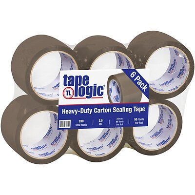 Tape Logic® #350 Industrial Tape, 3.5 Mil, 3 x 55 yds., Tan, 6/Case (T905350T6PK)