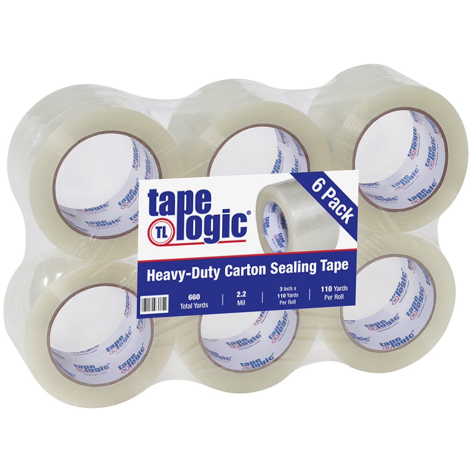 Tape Logic #220 Industrial Heavy Duty Packing Tape, 3 x 110 yds., Clear, 6/Carton (T9052206PK)