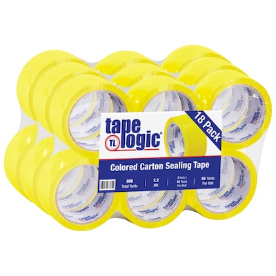 Tape Logic Colored Carton Sealing Heavy Duty Packing Tape, 2 x 55 yds., Yellow, 18/Carton (T90122Y1