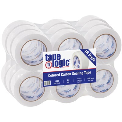 Tape Logic Colored Carton Sealing Heavy Duty Packing Tape, 2 x 110 yds., White, 18/Carton (T90222W1