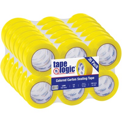 Tape Logic Colored Carton Sealing Heavy Duty Packing Tape, 2 x 110 yds., Yellow, 36/Carton (T90222Y)