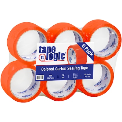 Tape Logic Colored Carton Sealing Heavy Duty Packing Tape, 2 x 55 yds., Orange, 6/Carton (T90122O6PK)