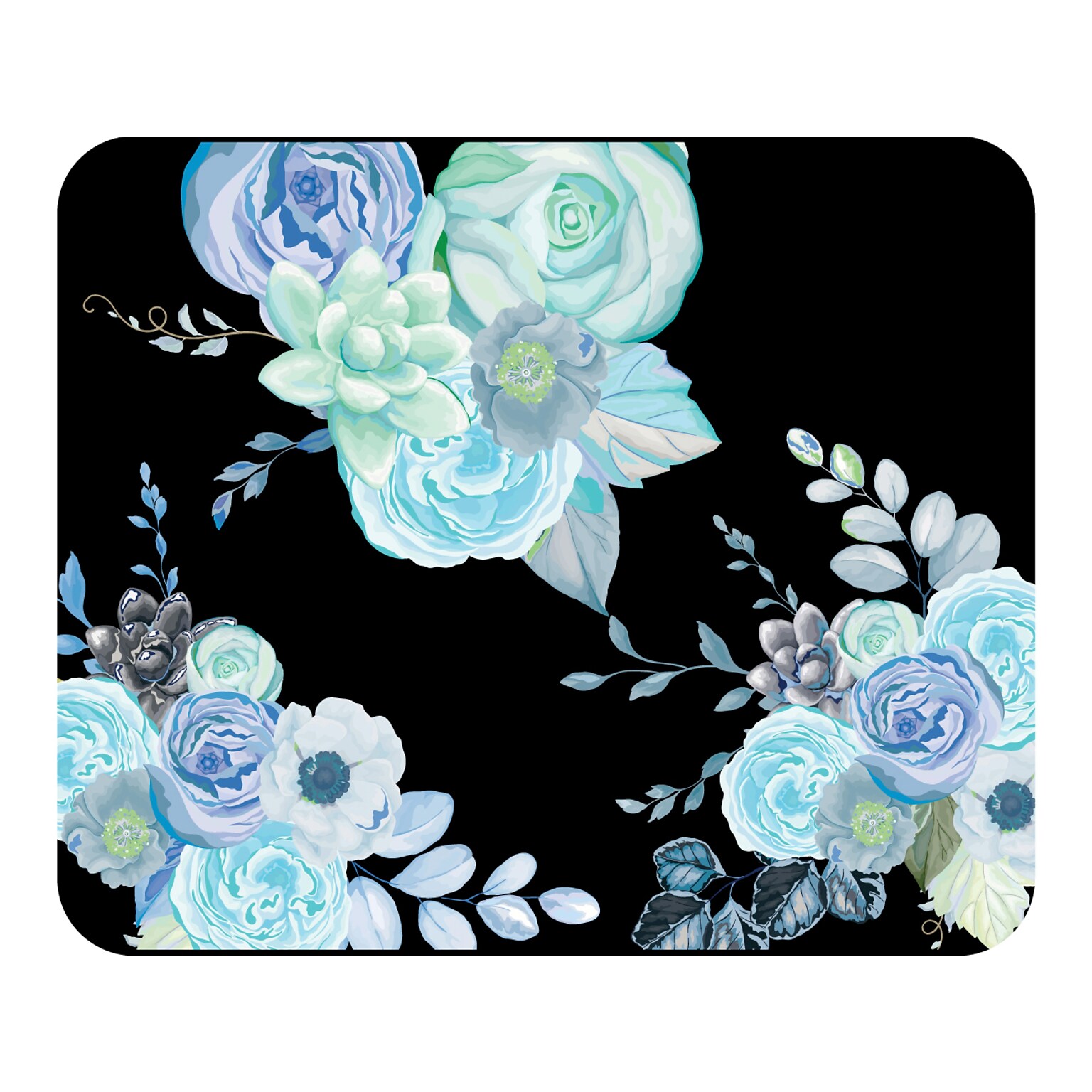 OTM Essentials Prints Flower Garden Mouse Pad, Black/Blue (OP-MH-Z034A)