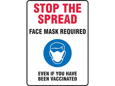 Accuform Face Mask Required Surface Mounting Sign, 7 x 10, White/Red/Black/Blue (MBDX503VS)