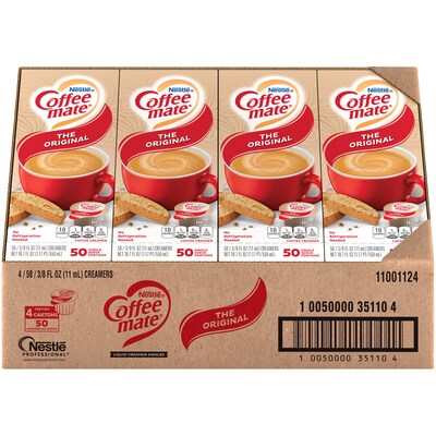Coffee mate Original Dairy Free Liquid Creamer, 50 Creamers/Pack, 4/Pack (283-00008)