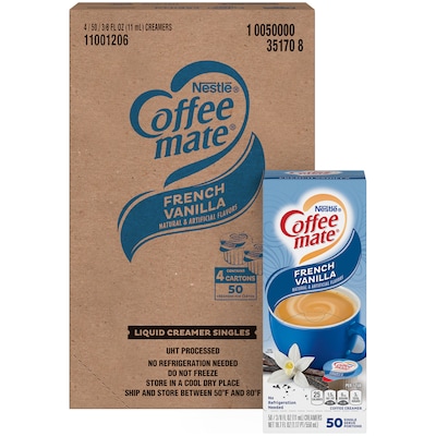 Coffee-Mate Singles French Vanilla, 50 Count, 4 Pack