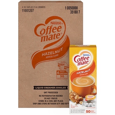 Coffee mate Hazelnut Liquid Creamer, 0.38 oz., 200/Carton (NES35180CT)