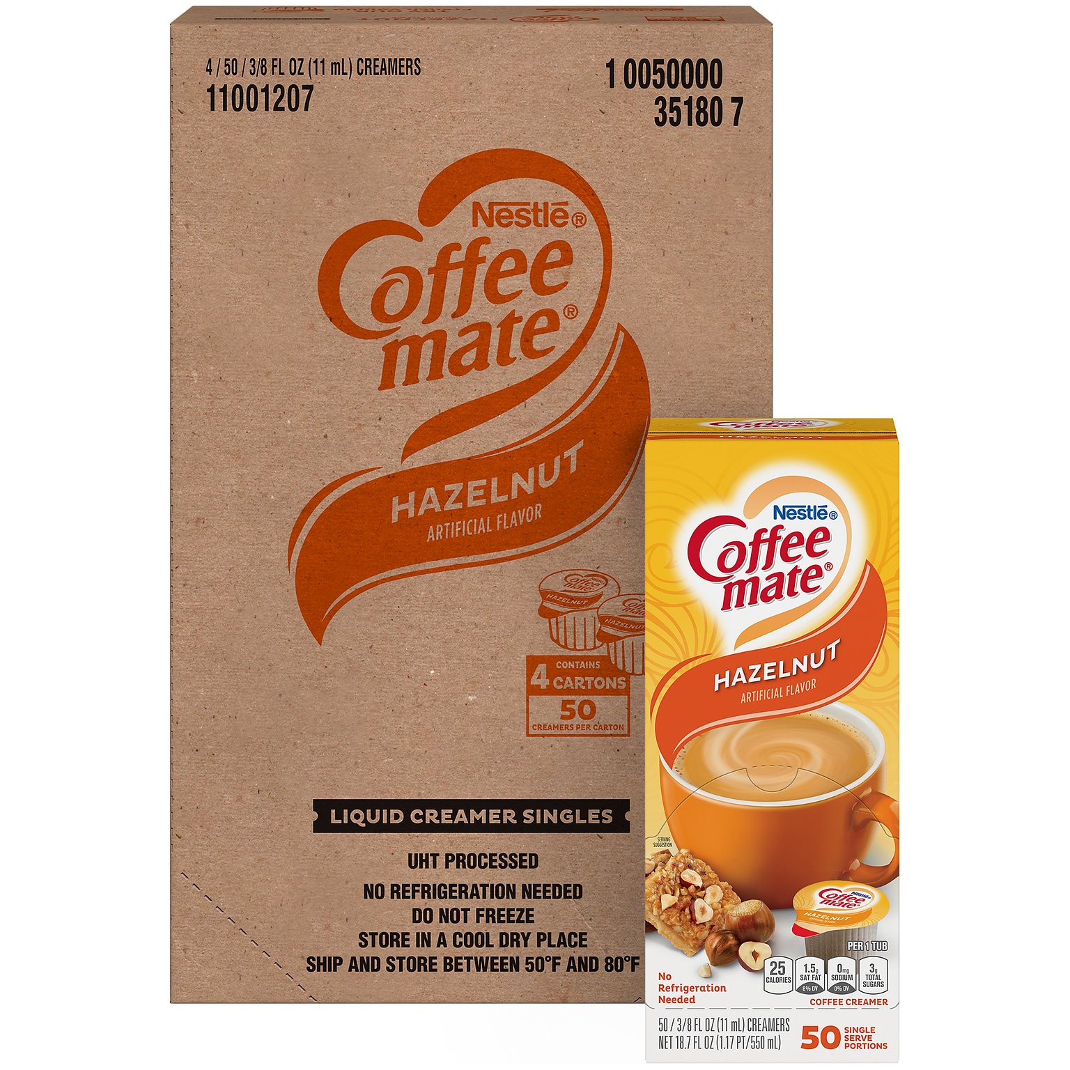 Coffee mate Hazelnut Liquid Creamer, 0.38 oz., 200/Carton (NES35180CT)