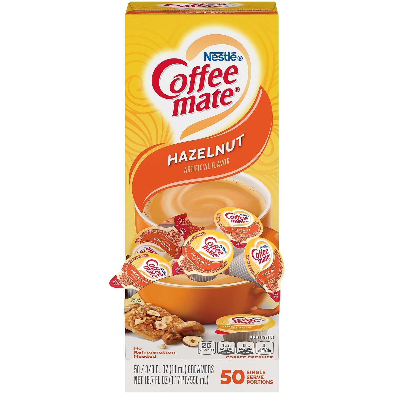 Coffee mate Hazelnut Liquid Creamer, 0.38 oz., 50/Box (35180)