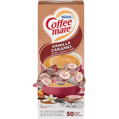 Coffee mate Vanilla Caramel Liquid Creamer, 0.38 Oz., 50/Box (79129)