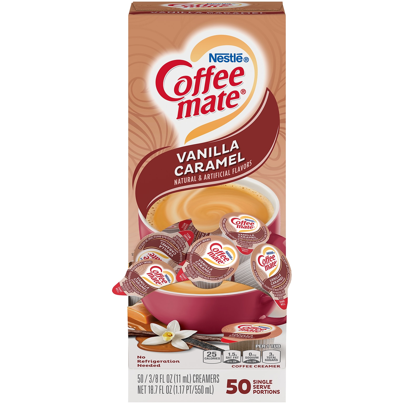 Coffee mate Vanilla Caramel Liquid Creamer, 0.38 Oz., 50/Box (79129)