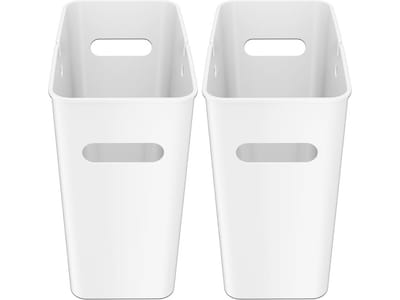 iTouchless SlimGiant Polypropylene Trash Can with no Lid, Polar White, 4.2 gal., 2/Pack (SG102Wx2)