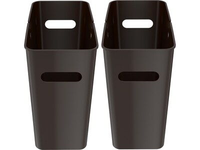 iTouchless SlimGiant Polypropylene Trash Can with no Lid, Mocha Black, 4.2 gal., 2/Pack (SG103Bx2)