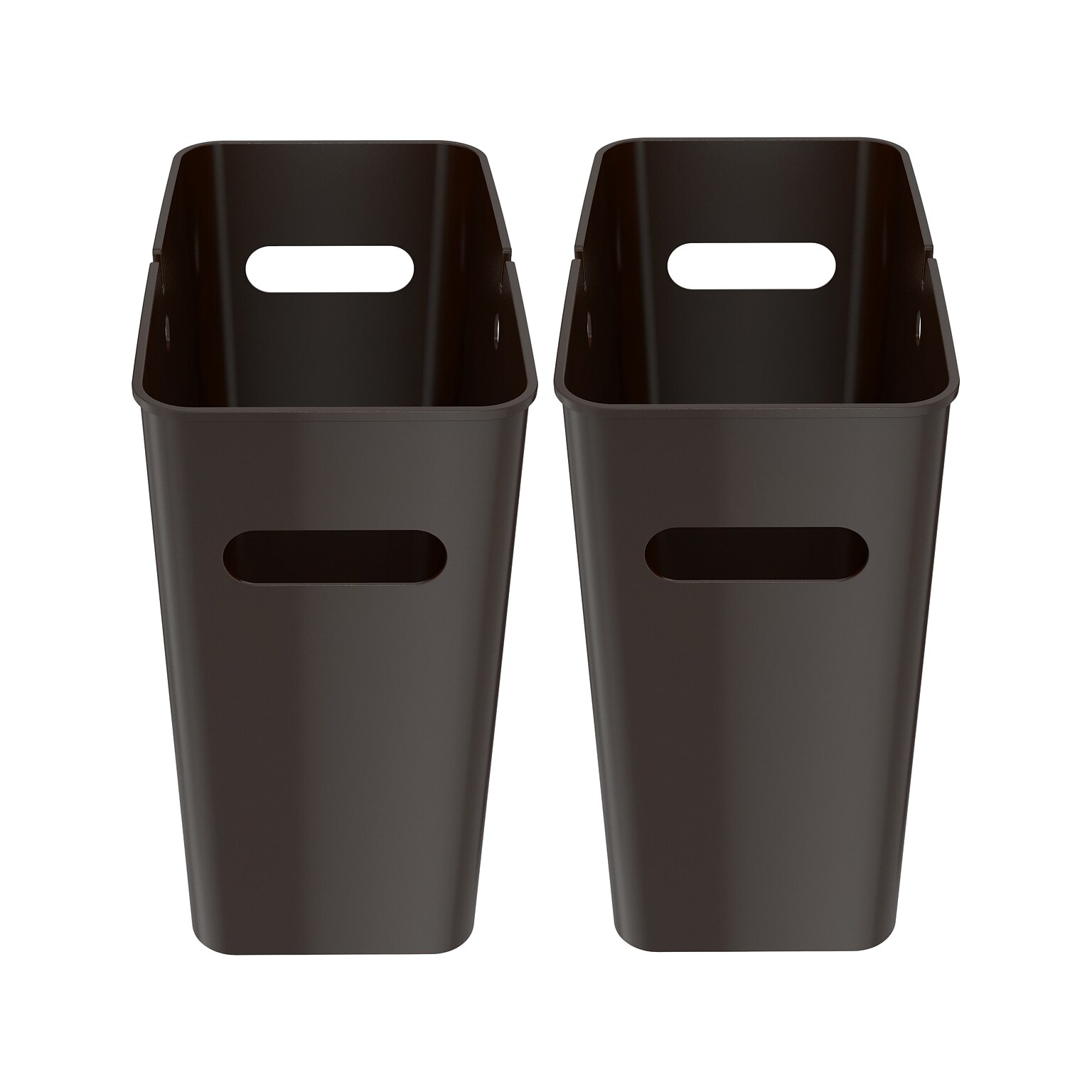 iTouchless SlimGiant Polypropylene Trash Can with no Lid, Mocha Black, 4.2 gal., 2/Pack (SG103Bx2)