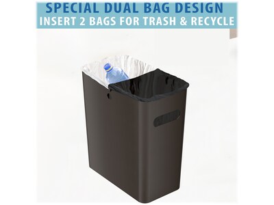 iTouchless SlimGiant Polypropylene Trash Can with no Lid, Mocha Black, 4.2 gal., 2/Pack (SG103Bx2)