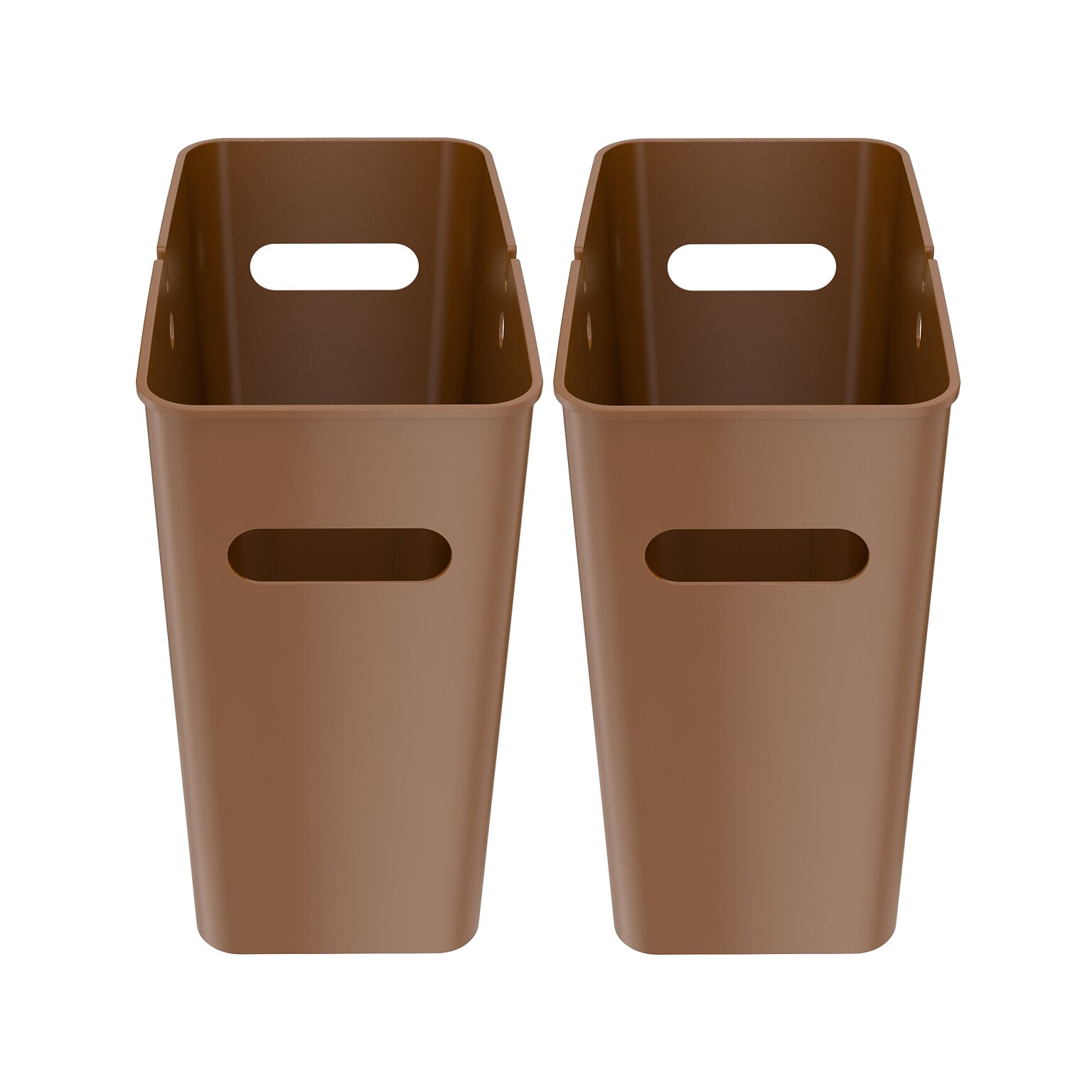 iTouchless SlimGiant Polypropylene Trash Can with no Lid, Toffee Brown, 4.2 gal., 2/Pack (SG105Nx2)