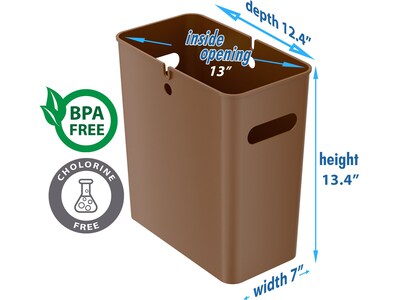 iTouchless SlimGiant Polypropylene Trash Can with no Lid, Toffee Brown, 4.2 gal., 2/Pack (SG105Nx2)