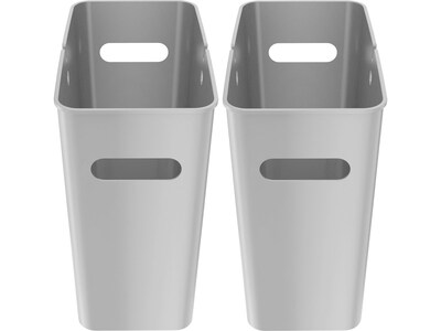iTouchless SlimGiant Polypropylene Trash Can with no Lid, Metallic Silver, 4.2 gal., 2/Pack (SG101Sx