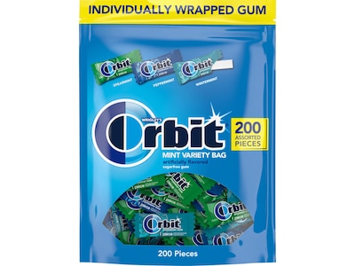 Orbit Mint Sugar Free Gum, Assorted Flavors, 13.4 oz., 200 Pieces/Pack, 200/Pack (MMM27955)