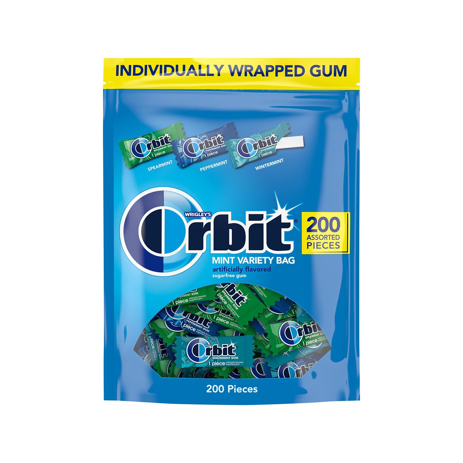 Orbit Mint Sugar Free Gum, Assorted Flavors, 13.4 oz., 200 Pieces/Pack, 200/Pack (MMM27955)