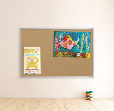 Best-Rite Valu-Tak Cork Bulletin Board, Aluminum Trim, 3'H x 4'W (301AC)