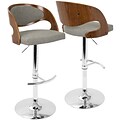 LumiSource Pino Mid-Century Modern Adjustable Barstool with Swivel in Walnut and Grey (BS-JY-PN WL+GY)