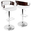 LumiSource Envi Mid-Century Modern Adjustable Barstool in Cherry and White (BS-ENVI CH+W)