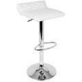 LumiSource Cavale Contemporary Quilted Adjustable Barstool in White (BS-CAVALE W)