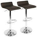 LumiSource Ale Contemporary Adjustable Barstool in Brown with Chrome footrest- Set of 2 (BS-ALE BN2)