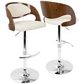 LumiSource Pino Mid-Century Modern Adjustable Barstool with Swivel in Walnut and Cream (BS-JY-PN WL+CR)