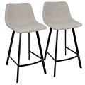LumiSource Outlaw Industrial Counter Stool in Grey PU- Set of 2 (CS-OUTLW BK+GY2)