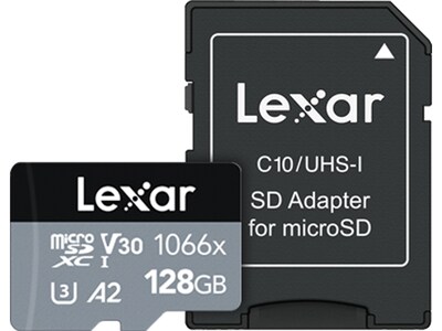 Lexar Professional SILVER 128GB microSDXC Memory Card with Adapter, Class 10, UHS-I (LMS1066128G-BAU)