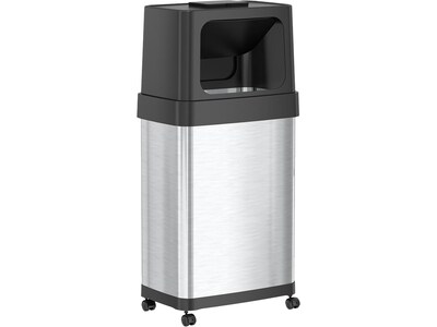 iTouchless Stainless Steel Trash Can with Dual Push Lid, 18-Gallon, Brushed (IT18DPS)