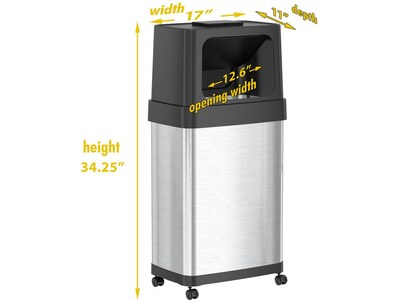 iTouchless Stainless Steel Trash Can with Dual Push Lid, 18-Gallon, Brushed (IT18DPS)