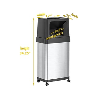 iTouchless Stainless Steel Trash Can with Dual Push Lid, 18-Gallon, Brushed  (IT18DPS)