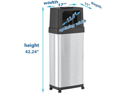 iTouchless Stainless Steel Trash Can with Dual Push Lid, 24-Gallon, Brushed (IT24DPS)