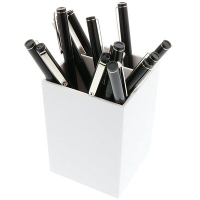 JAM Paper® Plastic Pen Holder, White, Desktop Pencil Cup, Sold Individually (341wh)