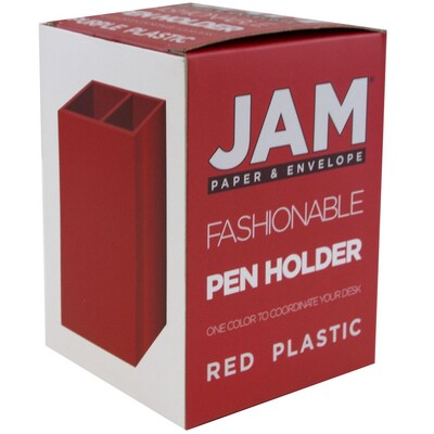 JAM Paper Plastic Pen Holder, Red (341re)