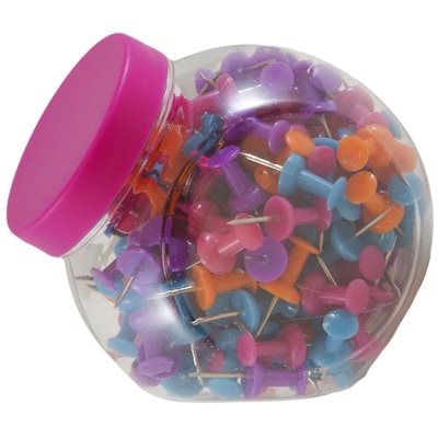 JAM Paper® Push Pins, Assorted Jar of pushpins, 150/Pack (22433543b)